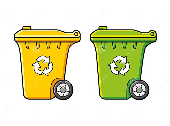recyclage-poubelles-jaune-et-vert-isolées-vectoriel-cartographique-221397969