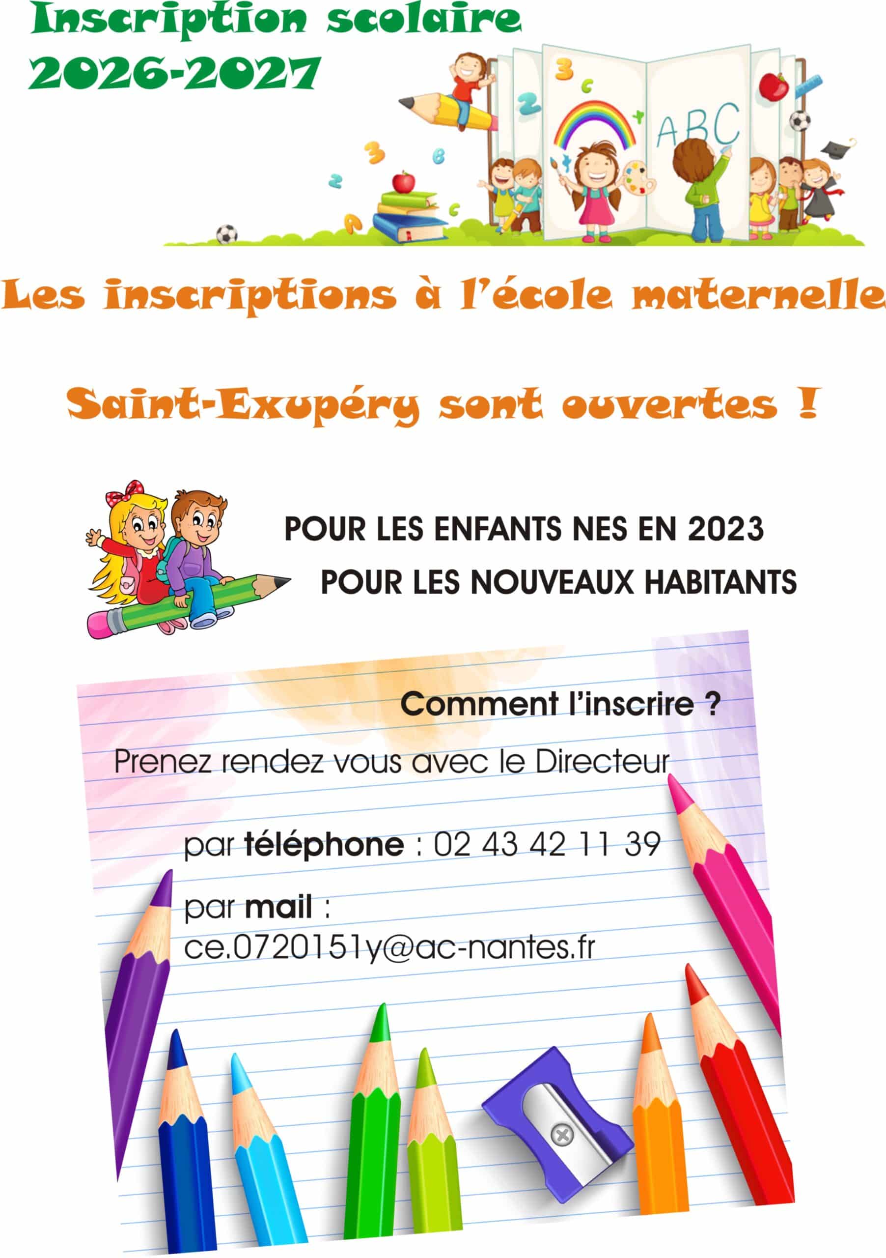 INSCRIPTION ECOLE 2026-2027